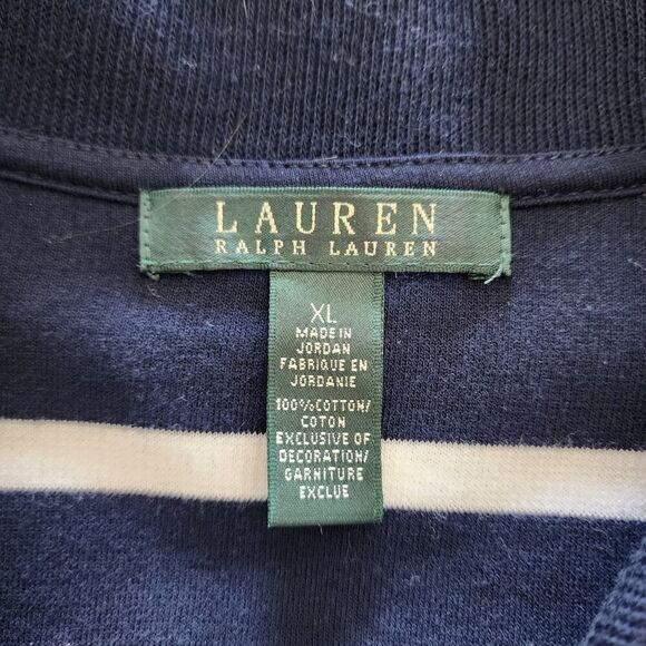 Lauren Ralph Lauren blue white nautical knit sweater kangaroo pocket top size XL - Picture 6 of 7